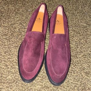 Aquatalia Maroon Suede Loafers with Heel